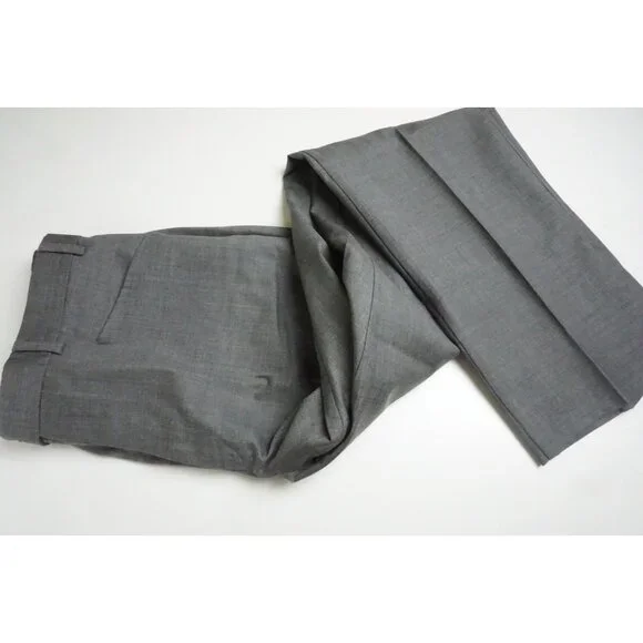 Zanella Double Hand Stitched Fabric Gray Wool Mens Pants Trousers Sz 52 EU NEW